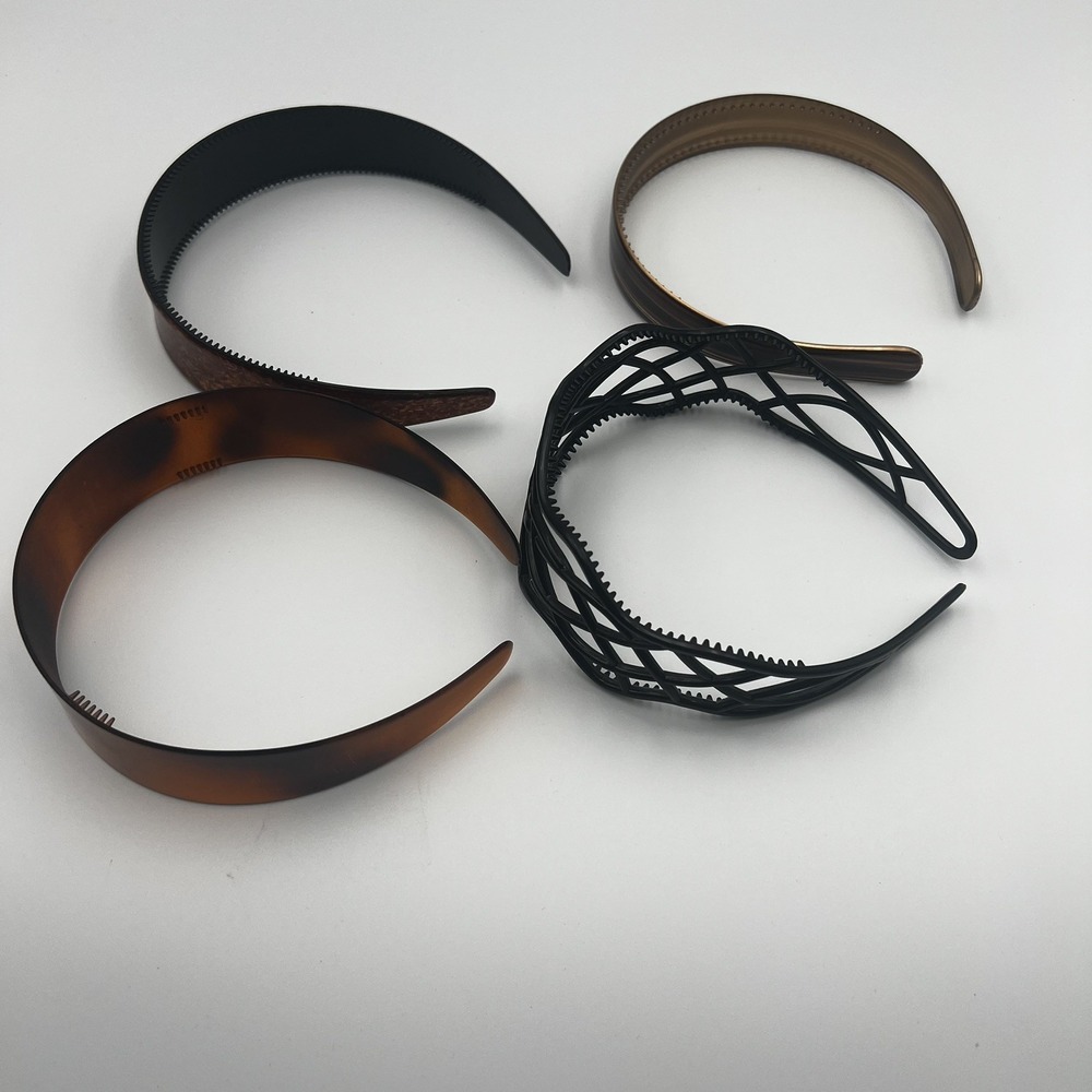 Set of 4 Vintage Girl's Headband Plastic Faux Tortoise Shell. Various widths